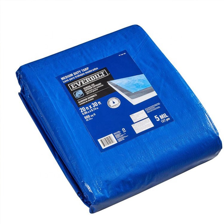 Heavy Duty Waterproof Car Tarpaulin Blue Color Laminated Canvas Poly Tarp Fabric with Grommets